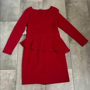 NEW Robert Ellis red peplum dress M/L
